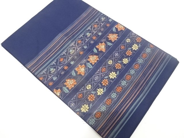 JAPANESE KIMONO / UNUSED FLOWER PATTERN WEAVING / HORIZONTAL ROWS NAGO